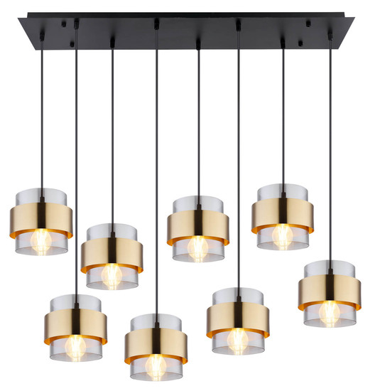 Globo Milley E27 Hängeleuchte 8-fach 60W Schwarz Matt, Metall Ø18cm 15560-8H