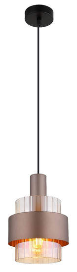 Globo Pendelleuchte Milley E27 Schwarz matt amber Metall Glas Ø18,5cm