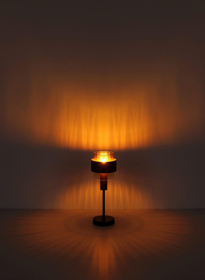 Globo Tischleuchte Milley E27 Schwarz matt amber Metall Glas Ø18,5cm