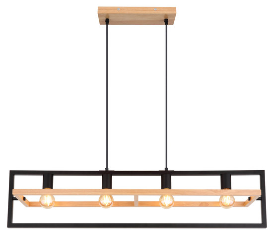 Globo Erica E27 Hängeleuchte 4-fach 40W Dunkelbraun, Holz 150cm 15575-4H