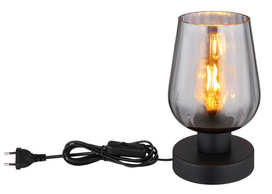 Globo Ryan E27 Tischleuchte 40W Schwarz Matt, Metall Ø13,5cm 15627T