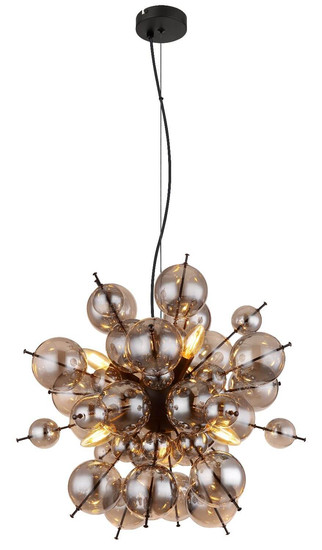 Globo Pendelleuchte Udo 6-flammig E14 Schwarz matt rauchfarben Metall Glaskugeln Ø55cm