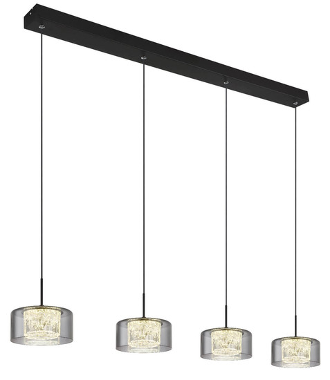 Globo LED Pendelleuchte Fogsy 32W neutralweiss Schwarz matt rauchfarben Metall Glas 150x105cm