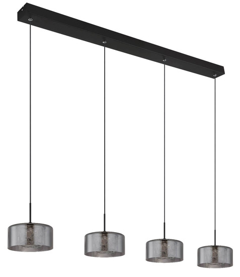 Globo LED Pendelleuchte Fogsy 32W neutralweiss Schwarz matt rauchfarben Metall Glas 150x105cm