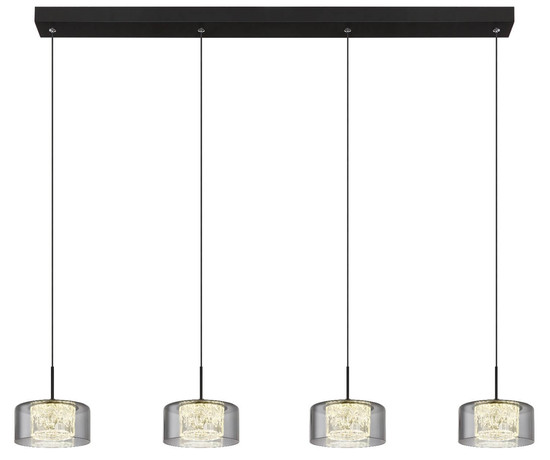 Globo LED Pendelleuchte Fogsy 32W neutralweiss Schwarz matt rauchfarben Metall Glas 150x105cm