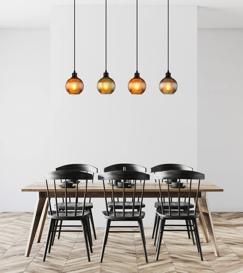 Globo Zumba E27 Hängeleuchte 4-fach 25W Schwarz Matt, Metall Ø15cm 15638-4