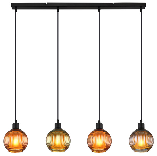 Globo Zumba E27 Hängeleuchte 4-fach 25W Schwarz Matt, Metall Ø15cm 15638-4