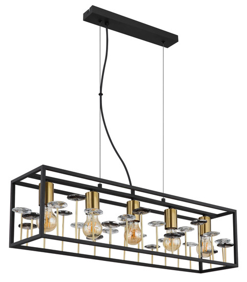 Globo Lisbon E27 Hängeleuchte 5-fach 40W Schwarz Matt, Metall 120cm 15644H1