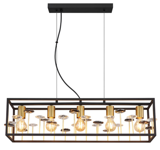 Globo Lisbon E27 Hängeleuchte 5-fach 40W Schwarz Matt, Metall 120cm 15644H1