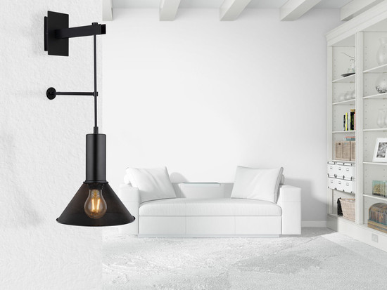 Globo Jedd E27 Wandleuchte 60W Schwarz Matt, Metall Ø21cm 15648W1