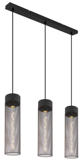 Globo Hans E27 Hängeleuchte 3-fach 40W Schwarz Matt, Metall Ø9,5cm 15649-3H