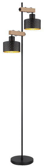 Globo Stehleuchte Rielly 2-flammig E27 Schwarz matt Metall 168cm