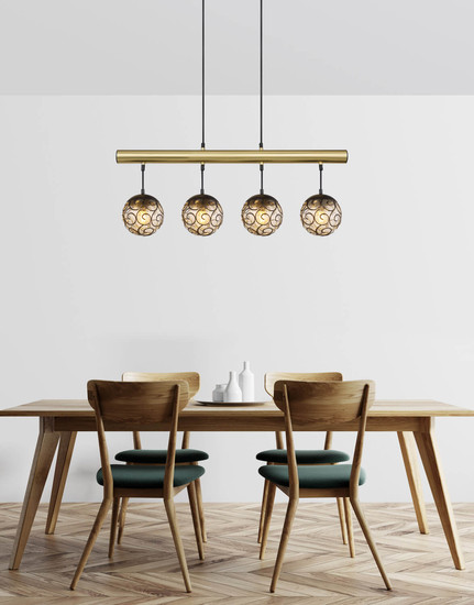 Globo Fitz E27 Hängeleuchte 4-fach 9W Schwarz Matt, Metall Ø15cm 15659-4H