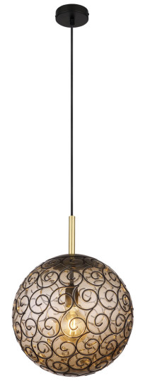 Globo Fitz E27 Hängeleuchte 9W Schwarz Matt, Metall Ø35cm 15659H1