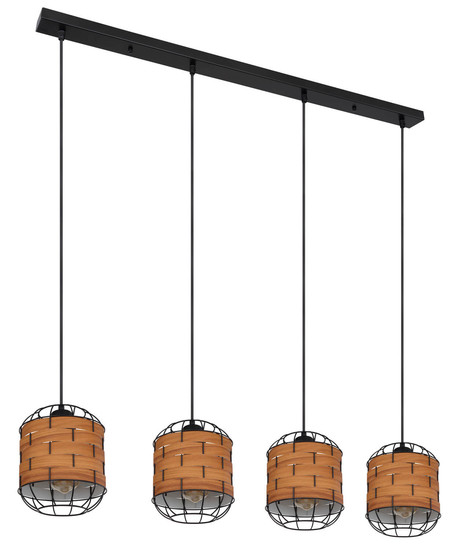 Globo Elmar E27 Hängeleuchte 4-fach 60W Schwarz Matt, Metall Ø18cm 15665-4H