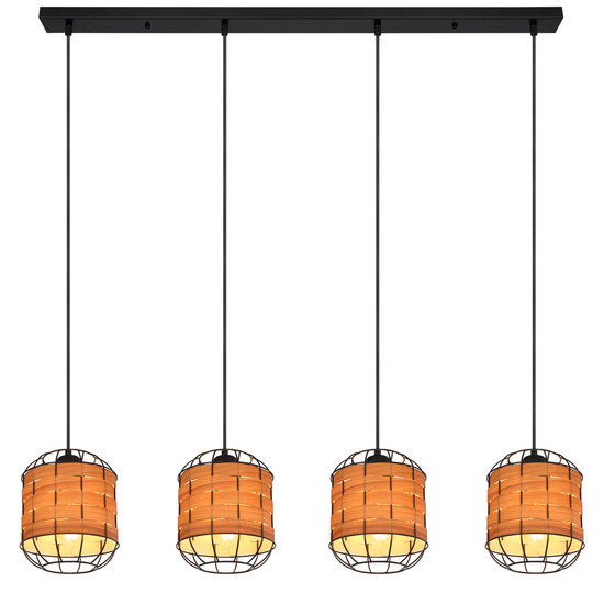 Globo Elmar E27 Hängeleuchte 4-fach 60W Schwarz Matt, Metall Ø18cm 15665-4H