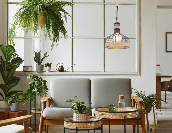 Globo Halia E27 Hängeleuchte 60W Schwarz Matt, Metall Ø35cm 15675H1