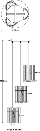 Globo Pendelleuchte Gorley 3-flammig E27 Schwarz matt brombeerfarben Metall Glasstäbe Ø47cm
