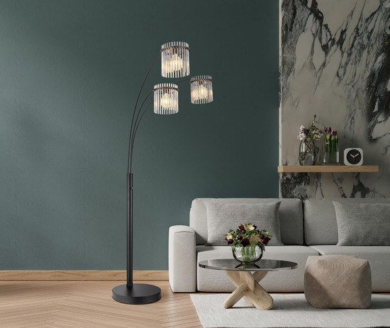 Globo Gorley E27 Stehleuchte 3-fach 60W Schwarz Matt, Metall Ø20cm 15698-3S