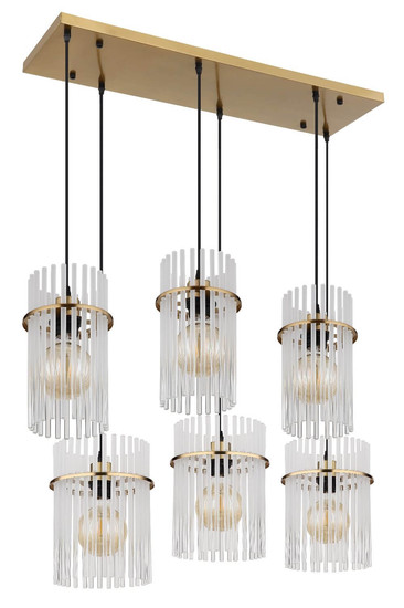 Globo Pendelleuchte Gorley 6-flammig E27 Goldfarben matt opal Metall Glasstäbe 125x92,5cm