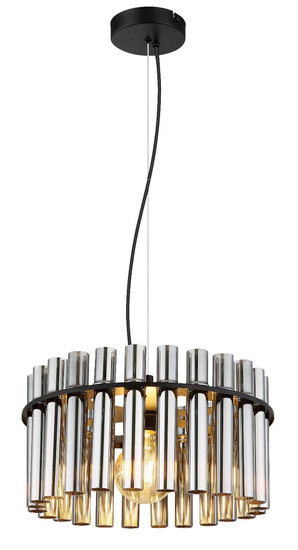 Globo Pendelleuchte Gorley II E27 Schwarz matt rauchfarben Metall Glasstäbe Ø38cm