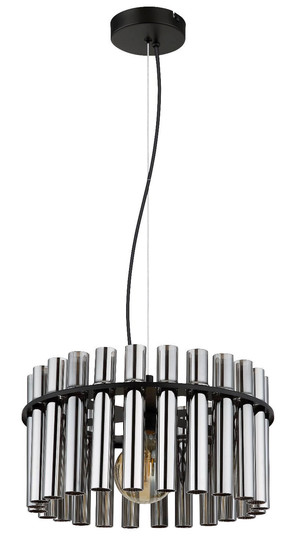 Globo Pendelleuchte Gorley II E27 Schwarz matt rauchfarben Metall Glasstäbe Ø38cm