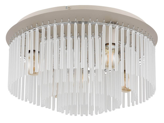 Globo Deckenleuchte Gorley 5-flammig E27 Sandfarben matt satiniert Metall Glasstäbe Ø50cm