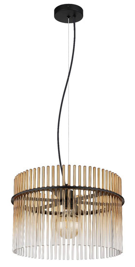 Globo Pendelleuchte Gorley E27 Schwarz matt amber Metall Glasstäbe Ø40cm