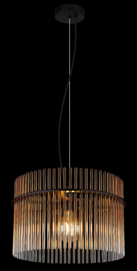 Globo Pendelleuchte Gorley E27 Schwarz matt amber Metall Glasstäbe Ø40cm