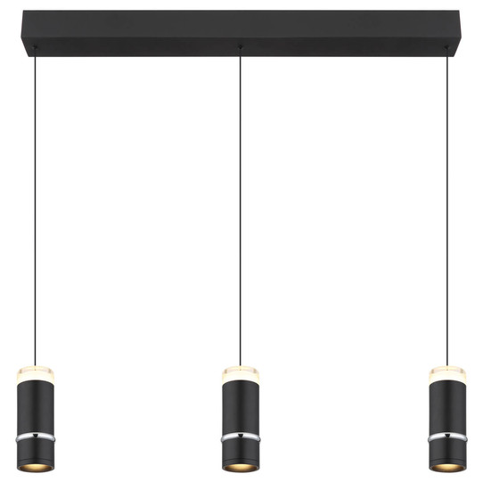 Globo Alvarado LED Hängeleuchte 18W Warmweiß Schwarz Matt, Metall Ø6,5cm 15699-3