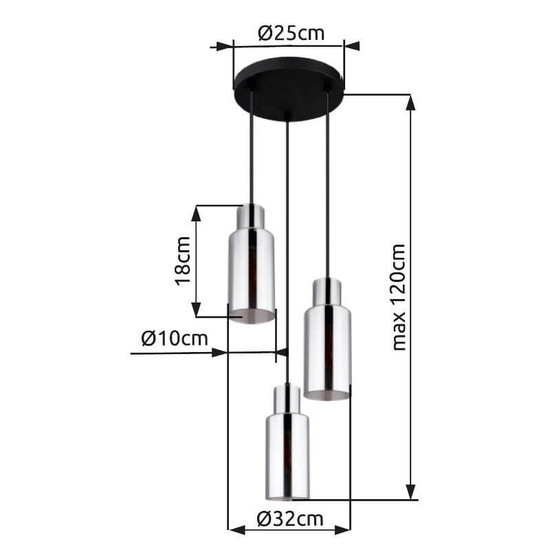 Globo Pendelleuchte Lidaria 3-flammig E27 Schwarz matt rauchfarben Metall Glas Ø32cm