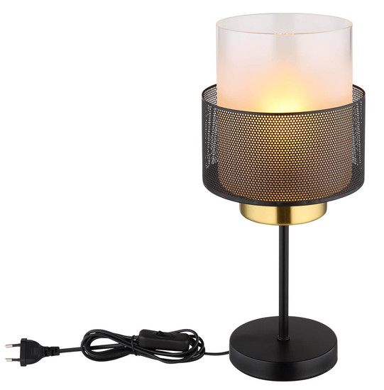 Globo Olga E27 Tischleuchte 60W Schwarz Matt, Metall Ø15cm 15709T