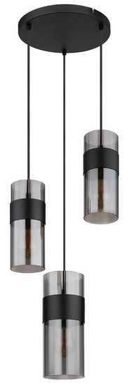 Globo Scarfina E27 Hängeleuchte 3-fach 60W Schwarz Matt, Metall 150cm 15718-3