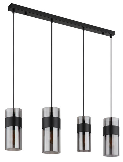 Globo Scarfina E27 Hängeleuchte 4-fach 60W Schwarz Matt, Metall 150cm 15718-4