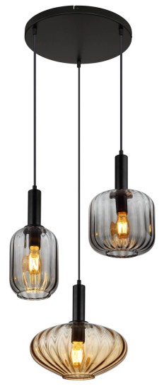 Globo Valletta E27 Hängeleuchte 3-fach 60W Schwarz Matt, Metall 150cm 15719-3