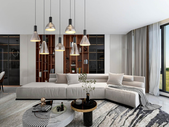 Globo Labora LED Hängeleuchte 51W Warmweiß Schwarz Matt, Metall 150cm 15741-7