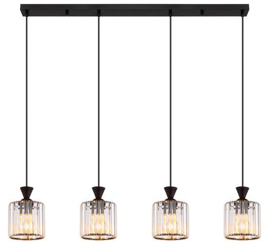 Globo Jordana E27 Hängeleuchte 4-fach 60W Schwarz Matt, Metall Ø13cm 15742-4