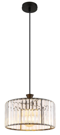Globo Pendelleuchte Jordana E27 Schwarz matt klar Metall Acrylkristalle Ø31cm