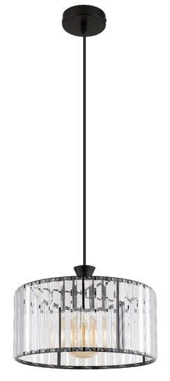 Globo Pendelleuchte Jordana E27 Schwarz matt klar Metall Acrylkristalle Ø31cm