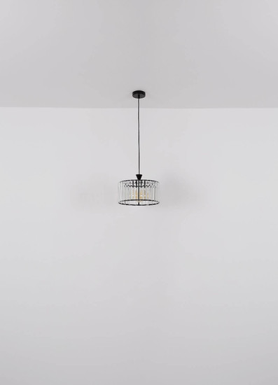 Globo Pendelleuchte Jordana E27 Schwarz matt klar Metall Acrylkristalle Ø31cm