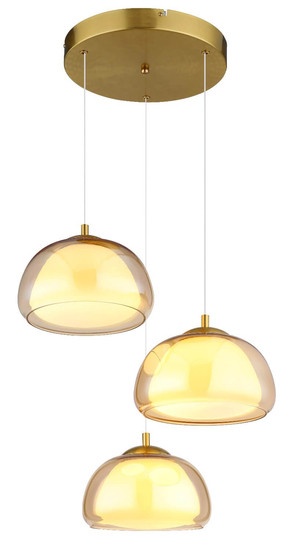 Globo LED Pendelleuchte Avila 35W dimmbar Fernbedienung CCT warm-/tageslichtweiss Goldfarben gebürstet amber Metall Glas Ø50cm