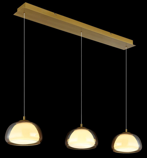 Globo LED Pendelleuchte Avila 35W dimmbar Fernbedienung CCT warm-/tageslichtweiss Goldfarben gebürstet amber Metall Glas 150x117cm
