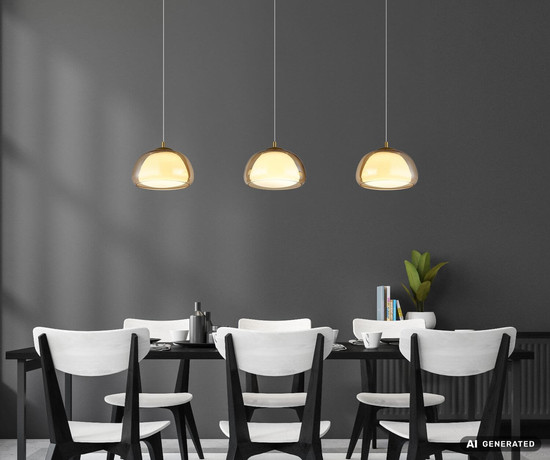 Globo LED Pendelleuchte Avila 35W dimmbar Fernbedienung CCT warm-/tageslichtweiss Goldfarben gebürstet amber Metall Glas 150x117cm