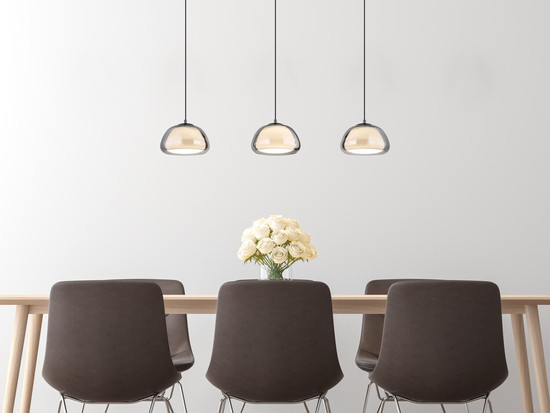 Globo Avila LED Hängeleuchte 35W CCT Schwarz-Chrom, Metall Fernbedienung Nachtlicht Memoryfunktion Ø25cm 15743-3HL