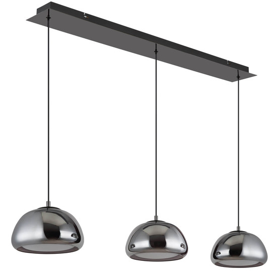 Globo Avila LED Hängeleuchte 35W CCT Schwarz-Chrom, Metall Fernbedienung Nachtlicht Memoryfunktion Ø25cm 15743-3HL