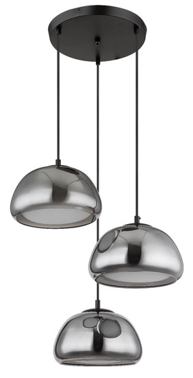 Globo Pendelleuchte Jella 3-flammig E14 Schwarz matt rauchfarben Metall Glas Ø50cm
