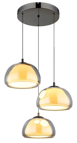 Globo LED Pendelleuchte Avila 35W dimmbar Fernbedienung CCT warm-/tageslichtweiss Schwarz-chrom rauchfarben Metall Glas Ø50cm