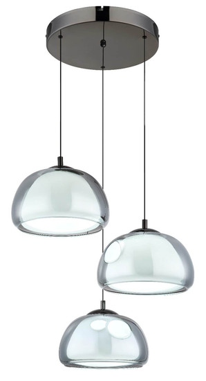 Globo LED Pendelleuchte Avila 35W dimmbar Fernbedienung CCT warm-/tageslichtweiss Schwarz-chrom rauchfarben Metall Glas Ø50cm