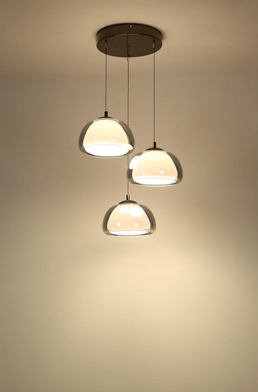 Globo LED Pendelleuchte Avila 35W dimmbar Fernbedienung CCT warm-/tageslichtweiss Schwarz-chrom rauchfarben Metall Glas Ø50cm