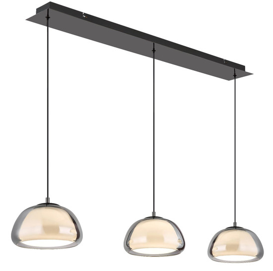Globo LED Pendelleuchte Avila 35W dimmbar Fernbedienung CCT warm-/tageslichtweiss Schwarz-chrom rauchfarben Metall Glas 150x117cm